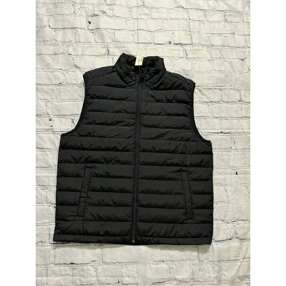 Aeropostale Sleeveless Mens Vest Jacket Puffer Pockets Black Size Medium L New - Picture 1 of 7